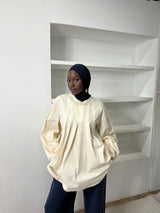 BLOUSE OVERSIZE PLISSÉE ÉCRU