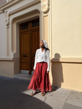 JUPE LONGUE POIS TERRACOTA