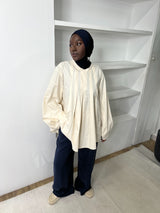 BLOUSE OVERSIZE PLISSÉE ÉCRU
