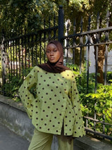 BLOUSE OVERSIZE A POIS CHOCO PISTACHE