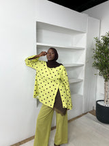 BLOUSE OVERSIZE A POIS CHOCO PISTACHE