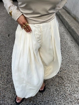 PANTALON SAROUEL SATIN ÉCRU
