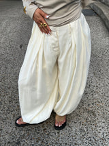 PANTALON SAROUEL SATIN ÉCRU