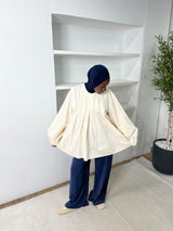 BLOUSE OVERSIZE PLISSÉE ÉCRU