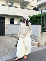 PANTALON SAROUEL SATIN ÉCRU