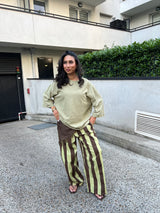 PANTALON PALAZZO A RAYURES