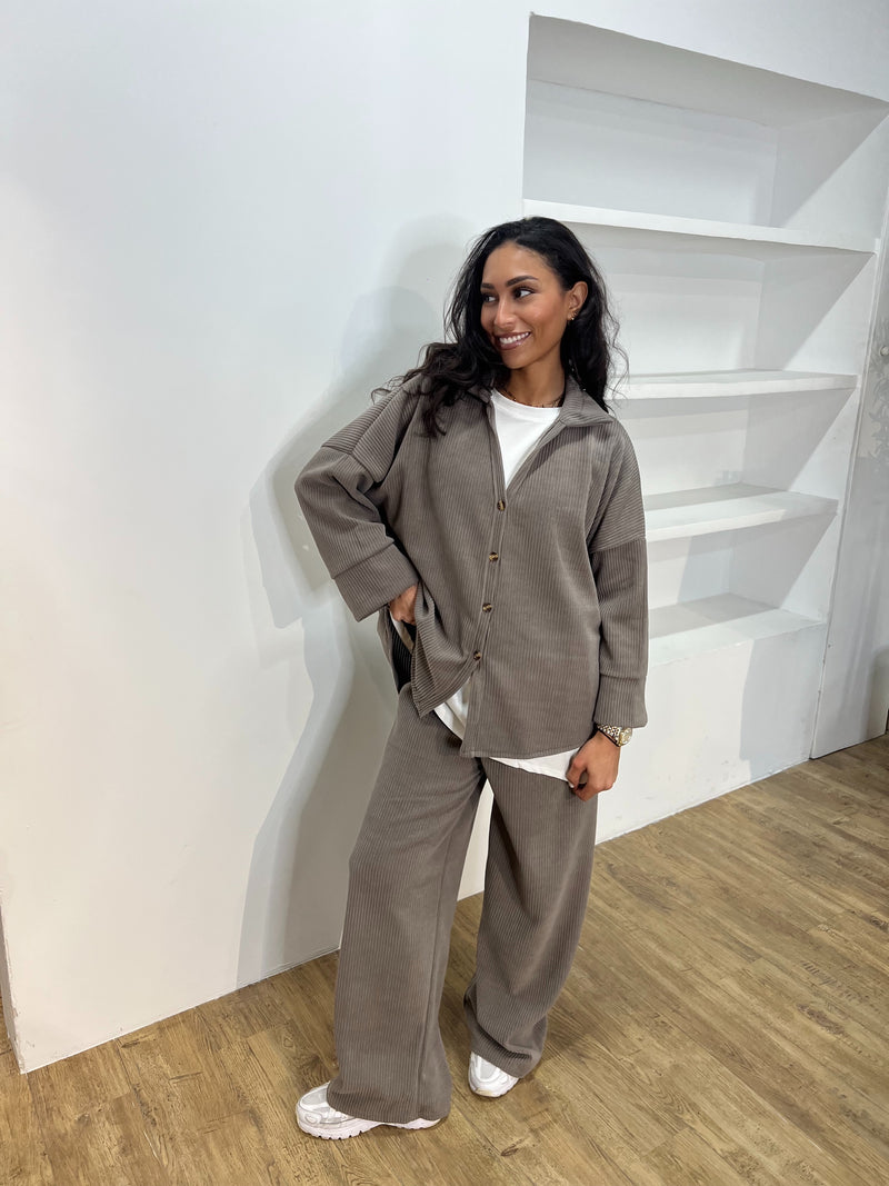 ENSEMBLE EFFET VELOURS [ CHEMISE + PANTALON ]