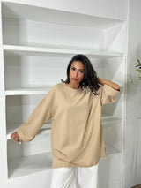 T-SHIRT SURDIMENSIONNÉ MANCHES LONGUES [MATIÈRE POLO]
