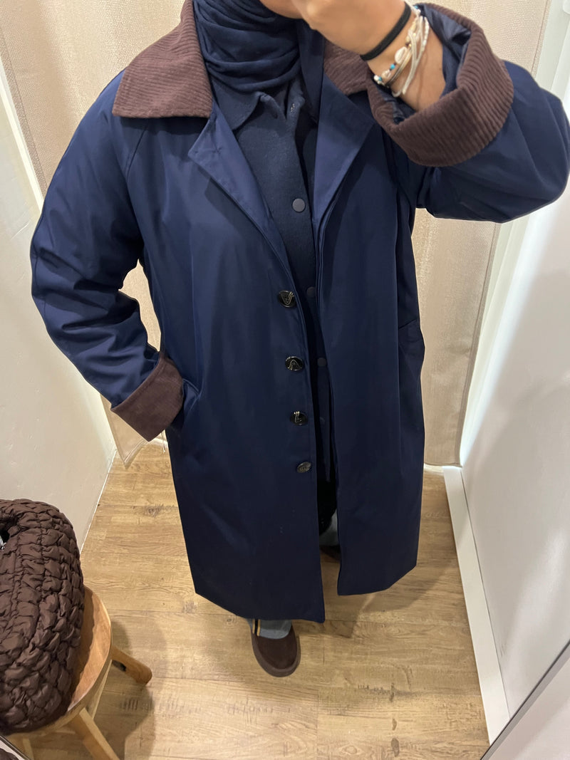 TRENCH LONG BI-MATIERE