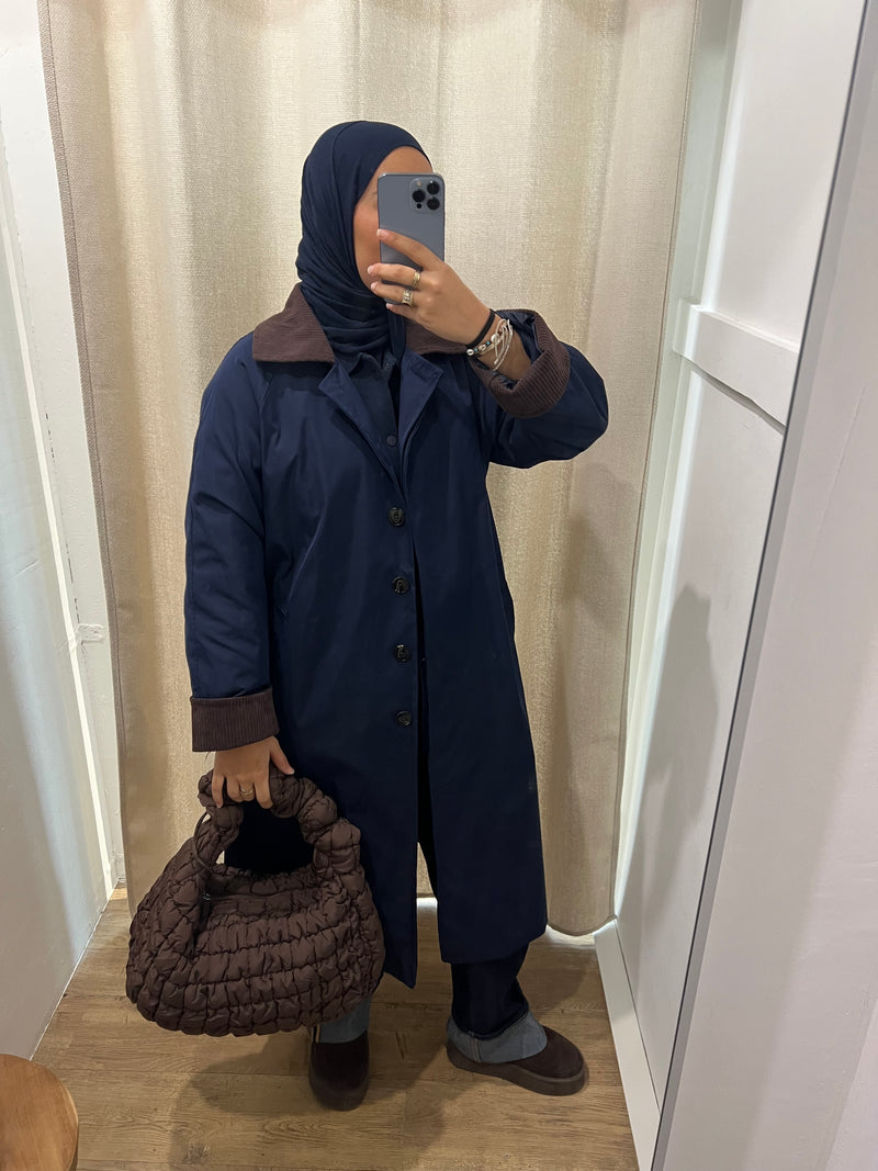 TRENCH LONG BI-MATIERE
