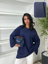 T-SHIRT SURDIMENSIONNÉ MANCHES LONGUES [MATIÈRE POLO]  + Coloris