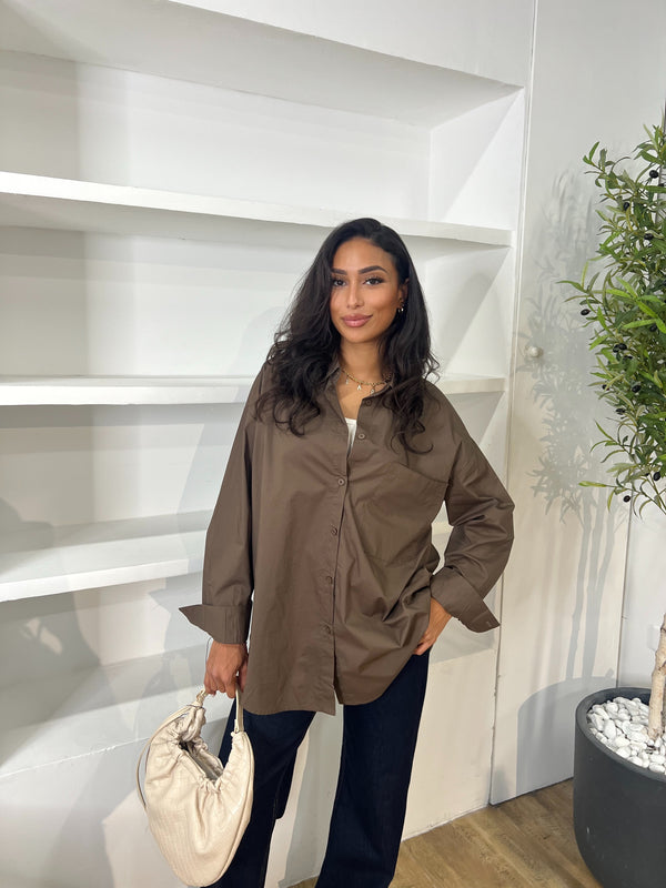 CHEMISE OVERSIZE MARRON