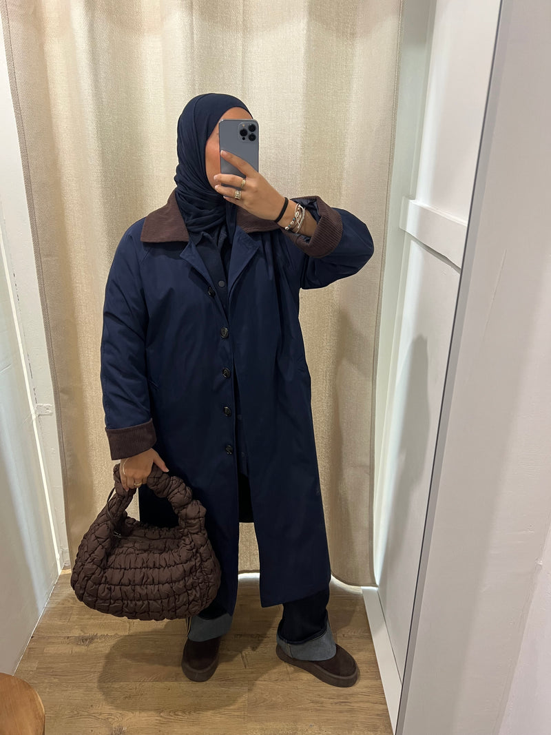 TRENCH LONG BI-MATIERE