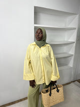 CHEMISE OVERSIZE JAUNE PASTEL