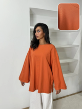 T-SHIRT SURDIMENSIONNÉ MANCHES LONGUES [MATIÈRE POLO]  + Coloris