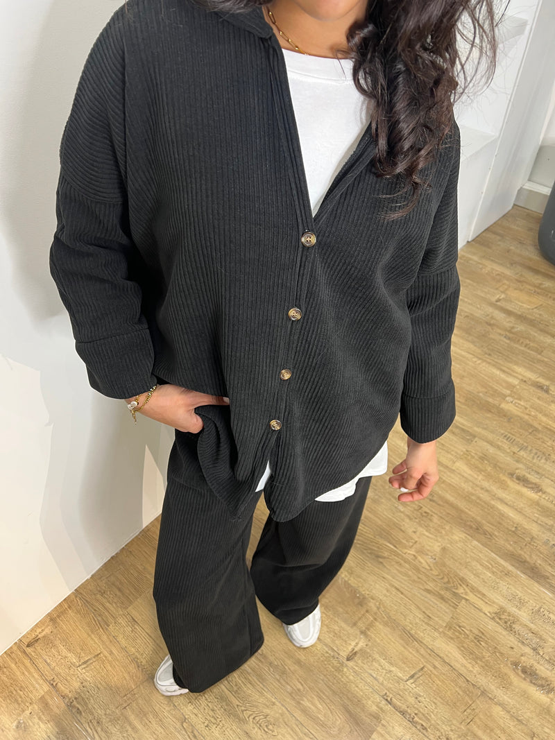 ENSEMBLE EFFET VELOURS [ CHEMISE + PANTALON ]