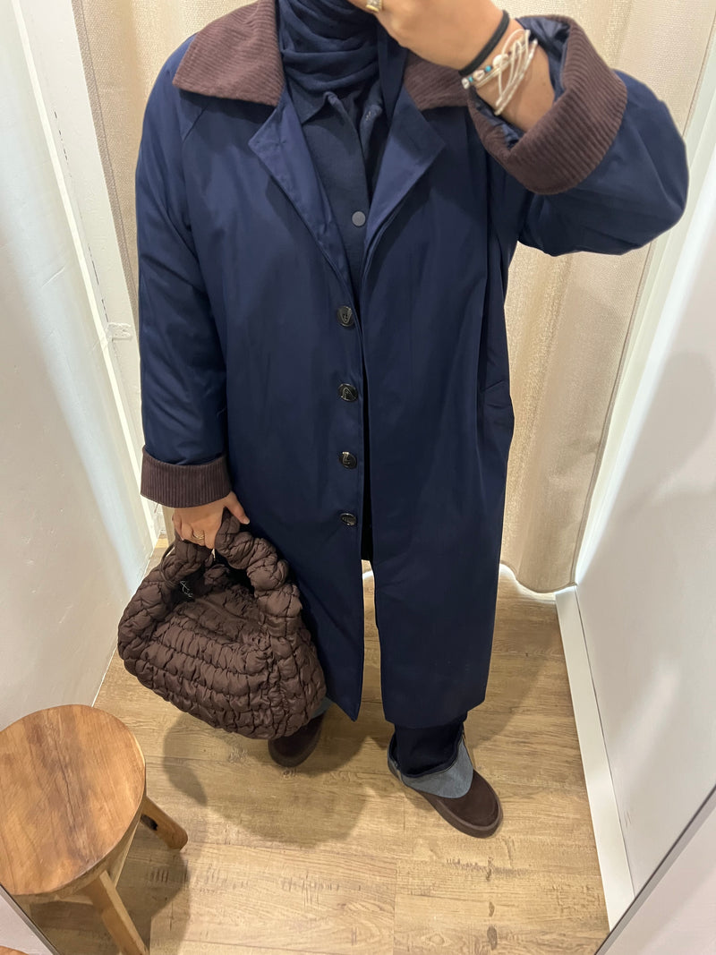 TRENCH LONG BI-MATIERE