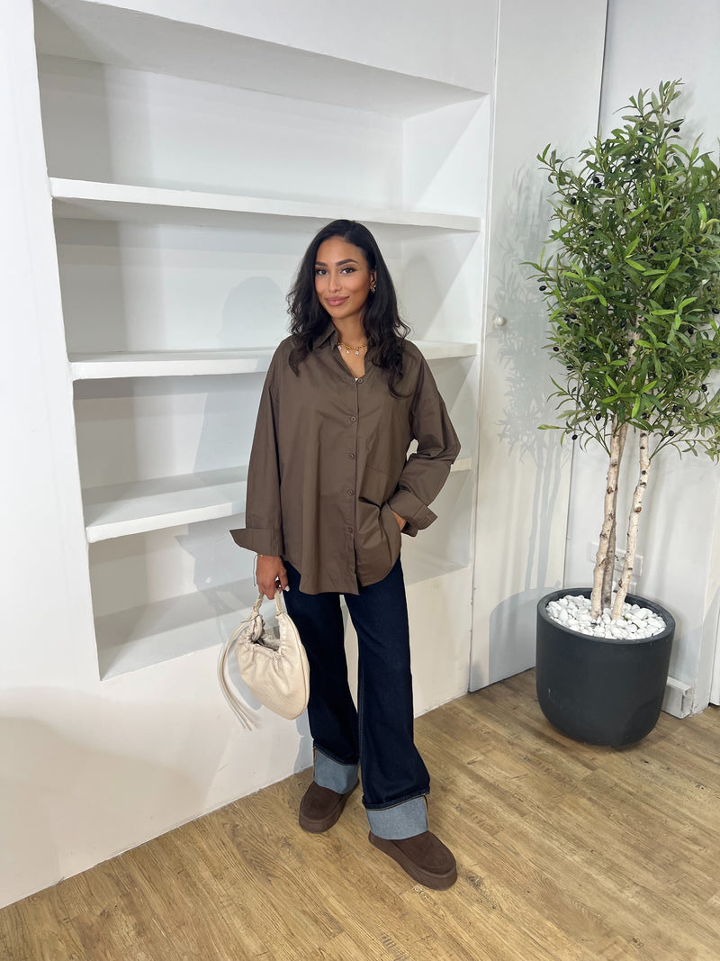 CHEMISE OVERSIZE MARRON