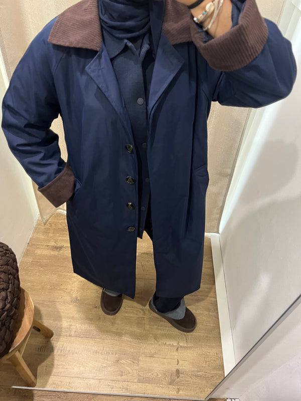 TRENCH LONG BI-MATIERE