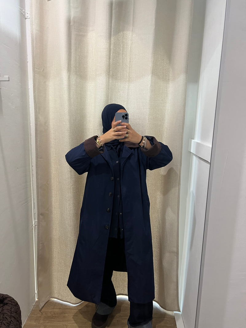 TRENCH LONG BI-MATIERE