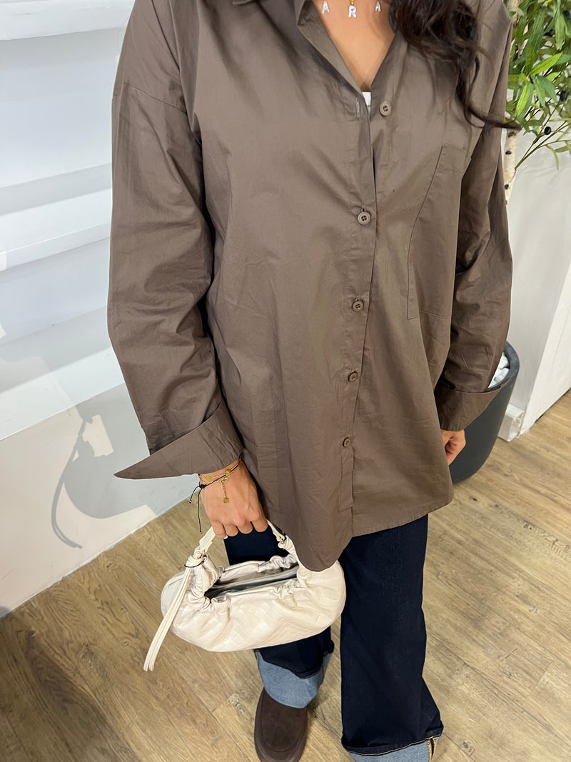 CHEMISE OVERSIZE MARRON
