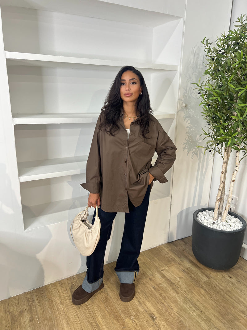 CHEMISE OVERSIZE MARRON