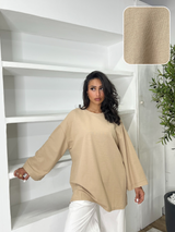 T-SHIRT SURDIMENSIONNÉ MANCHES LONGUES [MATIÈRE POLO]  + Coloris