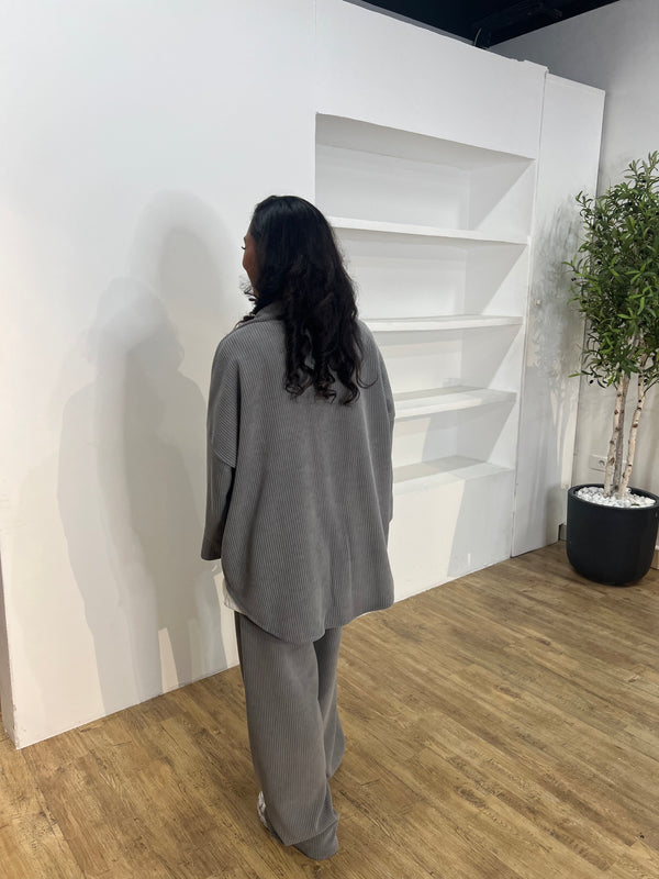 ENSEMBLE EFFET VELOURS [ CHEMISE + PANTALON ]