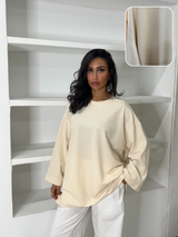 T-SHIRT SURDIMENSIONNÉ MANCHES LONGUES [MATIÈRE POLO]  + Coloris
