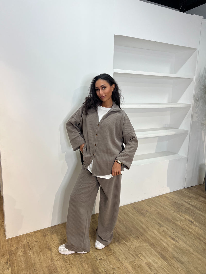 ENSEMBLE EFFET VELOURS [ CHEMISE + PANTALON ]