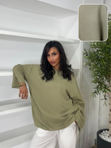 T-SHIRT SURDIMENSIONNÉ MANCHES LONGUES [MATIÈRE POLO]  + Coloris
