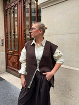 BLAZER OVERSIZE SANS MANCHES [CHOCO]