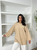 T-SHIRT SURDIMENSIONNÉ MANCHES LONGUES [MATIÈRE POLO]
