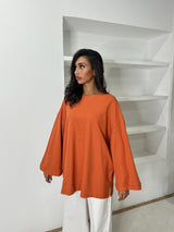 T-SHIRT SURDIMENSIONNÉ MANCHES LONGUES [MATIÈRE POLO]