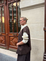 BLAZER OVERSIZE SANS MANCHES [CHOCO]