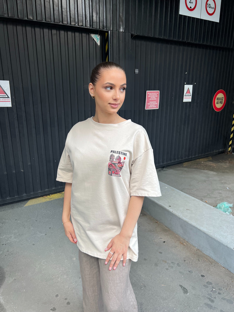 T-SHIRT MIXTE PALESTINE 🇵🇸 [Beige]