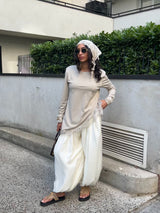 PANTALON SAROUEL SATIN ÉCRU