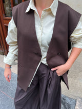 BLAZER OVERSIZE SANS MANCHES [CHOCO]