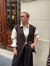 BLAZER OVERSIZE SANS MANCHES [CHOCO]