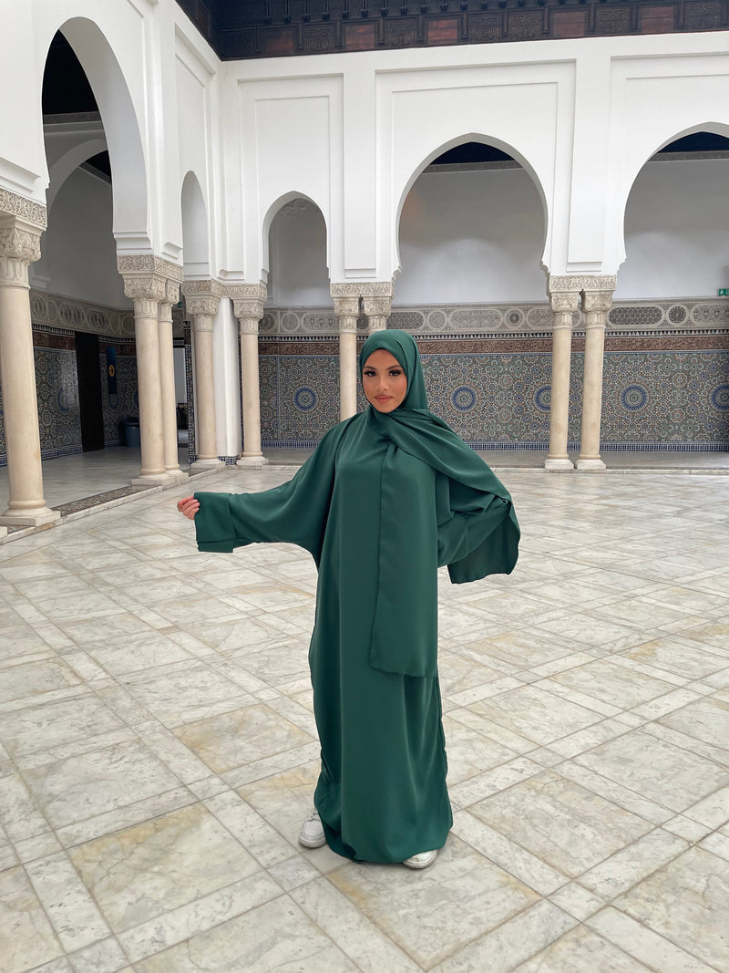 Abaya voile intégré manches kimono