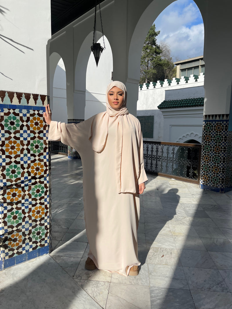 Abaya voile intégré manches kimono